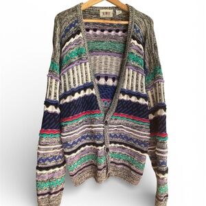 Fluid Sport Multicolor Patterned sweater Cardigan XL mens cosby grandpa multi